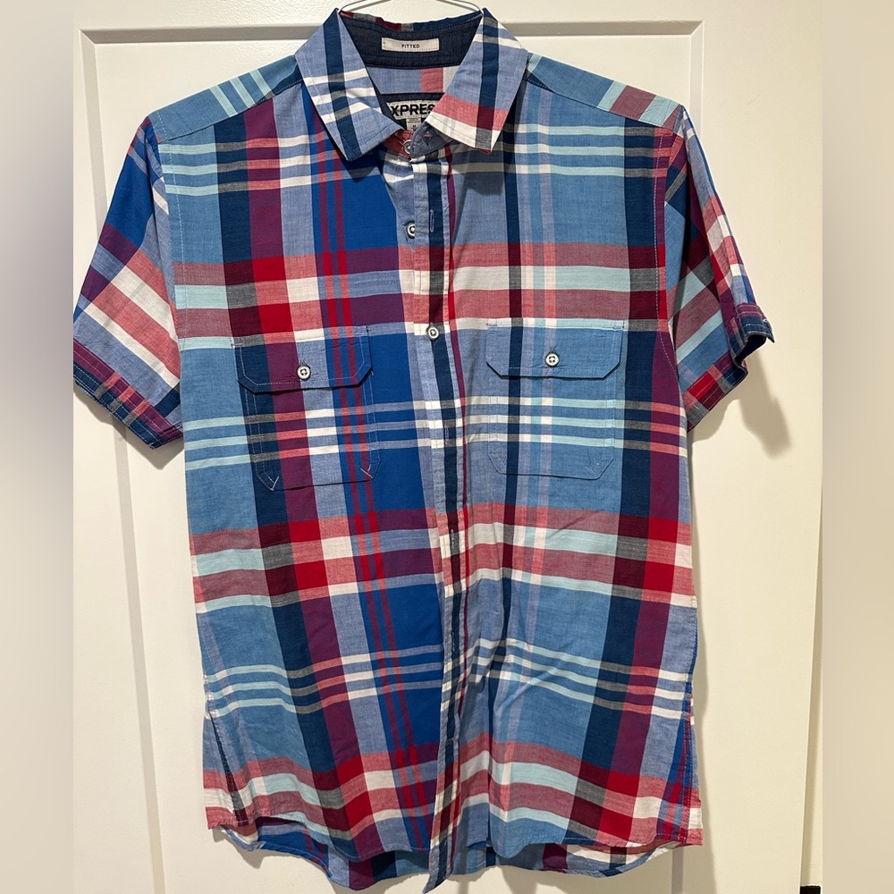 Express short sleeve dress shirt fitted